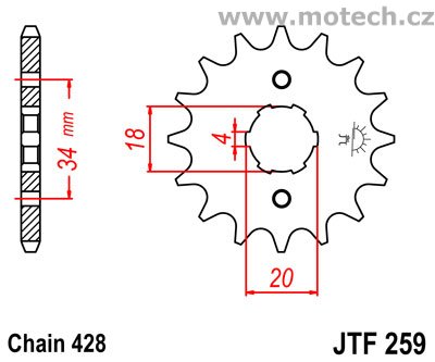 Kolečko JTF259-13 pro: DAELIM Daelim VL125/VT125/VS125 - Kliknutím na obrázek zavřete