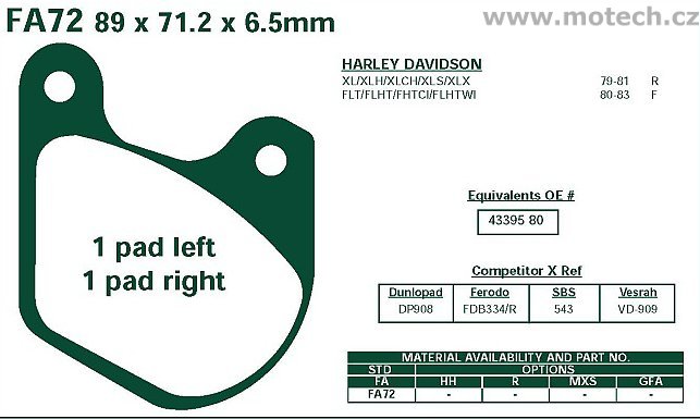 Brzdové destičky EBC - FA72 - Kliknutím na obrázek zavřete