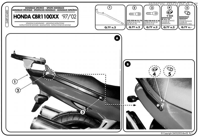 K2480 - nosič horního kufru Kappa - HONDA CBR 1100 XX (97-09) - Kliknutím na obrázek zavřete