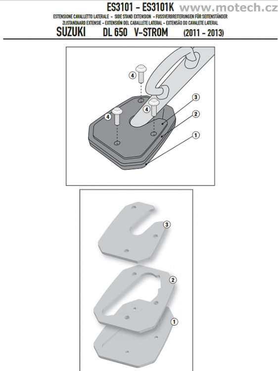 ES3101K - rozšíření plošky stojánku Kappa - SUZUKI DL 650 V Strom L2 L3 L4 L5 (11-16) - Kliknutím na obrázek zavřete